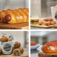 Family Meal Deal 2 · Bucket of rivets 2 pepperoni melts with marinara 2 cheesesteak cups, 2 pretzel hot dogs larg...