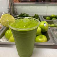 Monster Juice  · Kale, celery, Spinach, Ginger, lemon, Cucumber, Green apple, mango or pineapple.