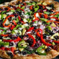Extreme Veggie Pizza · Roasted red & green peppers, fresh mushrooms, spinach, onions, zucchini, black olives & chop...