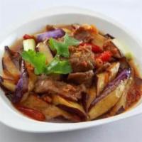 89. Beef with Eggplant in Garlic Sauce · Hot and spicy.