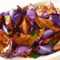 110B. Eggplant with Garlic Sauce · Hot and spicy.
