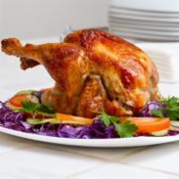 Whole BBQ Chicken · Served with rice & salad