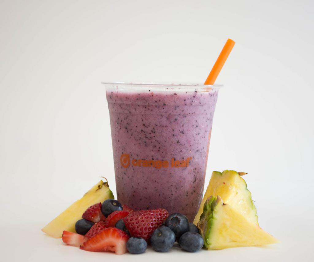 P. B. S. Smoothie · With pineapple, blueberry, strawberry, and vanilla yogurt. Vegetarian. Gluten-Free.
