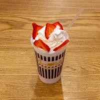Strawberry Milkshake · Strawberry ice cream, milk, strawberry.