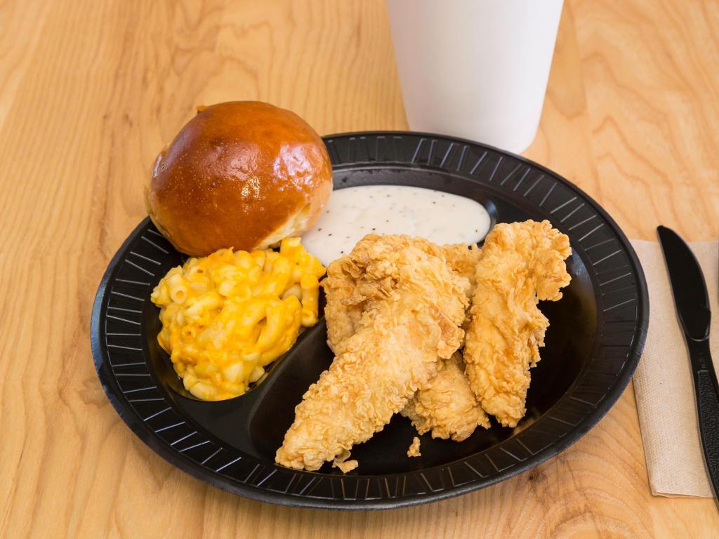 Tender Jr. Combo · 2 tenders, gravy, choice of side, roll and 20 oz. drink.