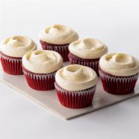 Six Red Velvet Cupcakes to go · 6 of our Red Velvet Cupcakes with Whipped Vanilla Buttercream!
