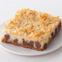 Magic Bar to go · Graham cracker crust with chocolate chips, walnuts and coconut baked with sweetened condense...