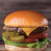 Cheeseburger · Topped with your choice of cheese, with lettuce, tomato, red onions and pickles