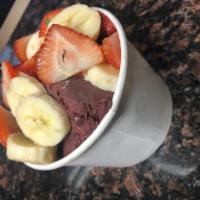 Acai Bowl · Organic acai, banana, strawberries, granola.