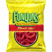 Funyuns Hot 2.125oz · A deliciously different snack that’s fun to eat, with a crisp texture and spicy onion flavor.