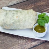 Steak Burrito - Carne Asada · Served with steak, cilantro, onions, tomatillo sauce, sour cream and pico de gallo.