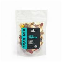 Super Antiox Trail Mix · Blueberries, goji berries, mullberries, cacao nibs, pistachios, golden raisins Net wt. 3.5 oz