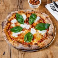 Margherita Pizza (brick oven) · Classic with san marzano tomatoes, fresh basil and homemade fior di latte mozzarella.