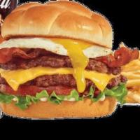 Royale Steakburger Combo · two 2 oz. patties with American cheese, two strips of bacon, a fried egg, mayo lettuce and t...