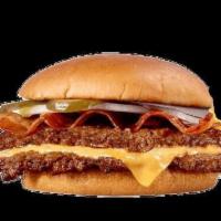 Bacon 'n Cheese Double Steakburger · Two 2 oz. Patties with a slice of American cheese , 2 strips of bacon, and a choice to add k...