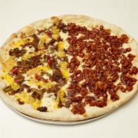 Philly Cheesesteak Pie · Slice Philly cheese steak, peppers, mushrooms, onions,  mozzarella cheese and yellow America...