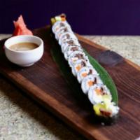 Kimbap (beef) · Korean style cut sushi roll with beef bulgogi and assorted vegetables.