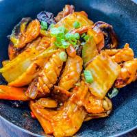 Hae Mul Bokum · Stir fried shrimp and calamari with mixed vegetables. 