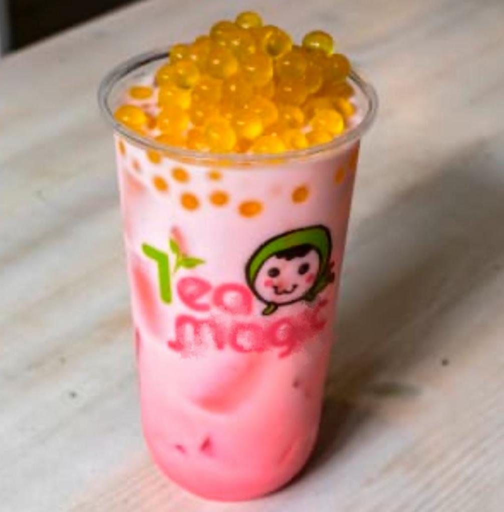 Strawberry Milk Tea · Caffeine free
Topping is not included !!! Tapioca is not included.