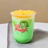 Honeydew Milk Tea · Caffeine free
Topping is not included !!! Tapioca is not included.