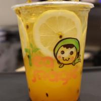 Passion Lemon Green Tea · Passionfruit  ( has seed) and fresh lemon mixed 