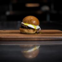 The Zilker Zinger · Single beef slider with fried egg and ATX bacon jam.