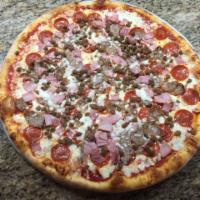 Meat Combo Specialty Pizza · Pepperoni, sausage, beef, and ham.