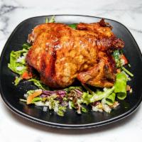 3. Whole Chicken Combo with Side · Comes with a medium salad, and large rice and medium beans, 2 cans of soda.