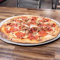 Mighty Meat Pizza · Sausage, pepperoni, bacon, mozzarella.