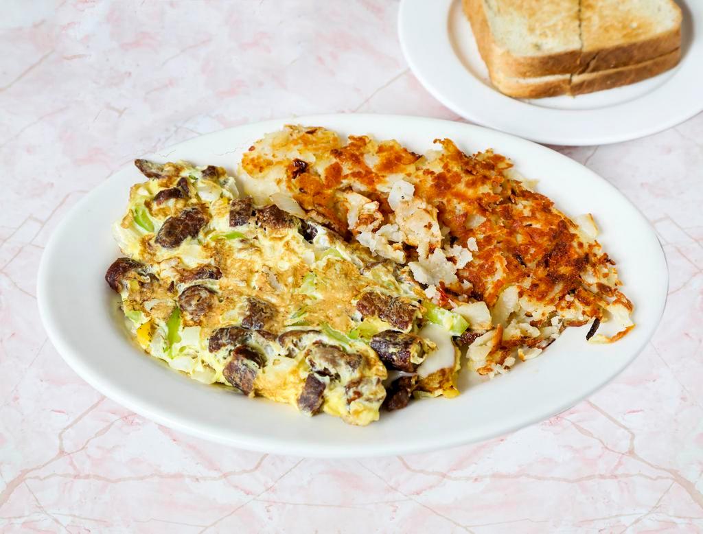Italian Omelette · 3 eggs with sausage, peppers, onions and mozzarella.