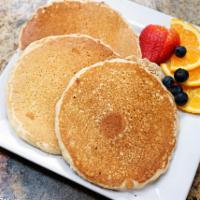3 Buttermilk Pancakes · Served with real butter 100% pure natural syrup.