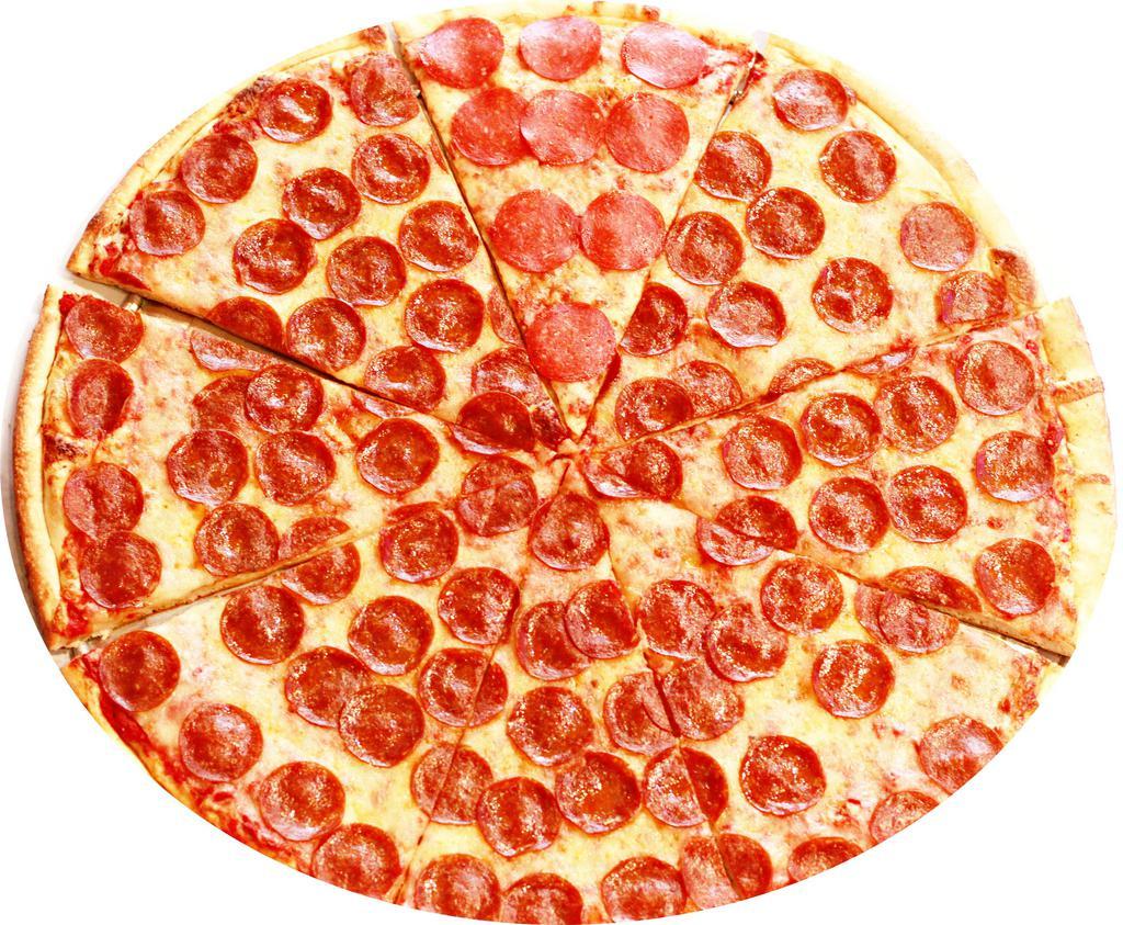 Pepperoni Pizza · Mozzarella, pepperoni, sauce and oregano.