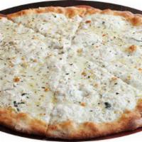 White Pizza · comination of Ricotta, mozzarella, pecorino and Parmesan.