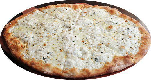 White Pie · Romano, mozzarella cheese, ricotta, oven roasted garlic.