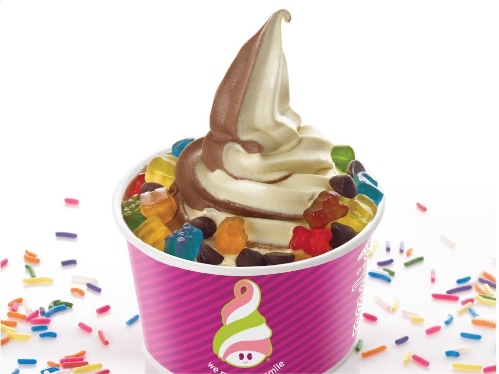 Chocolate/Vanilla Froyo Swirl · Pure Chocolate and Creamy Country Vanilla frozen yogurt swirled together! Lowfat. Gluten free. Contains eggs & milk. Contains live & active cultures.