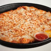 Cheese Stix · Handfuls of whole-milk mozzarella cheese and aged Parmesan on top our scratch dough, baked t...