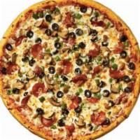 The Supreme Pizza · Green peppers, onions, mushrooms, Italian sausage, pepperoni, black olives and topped with 
...