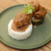 General Tso's Fried Chicken · Cage-free, sweet and spicy leg and thigh served over coconut jasmine rice and garlic sauteed...