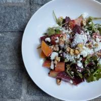 Barbabietole · Gold & Red Beets, Arugula, Walnuts, Goat Cheese, Balsamic Dressing