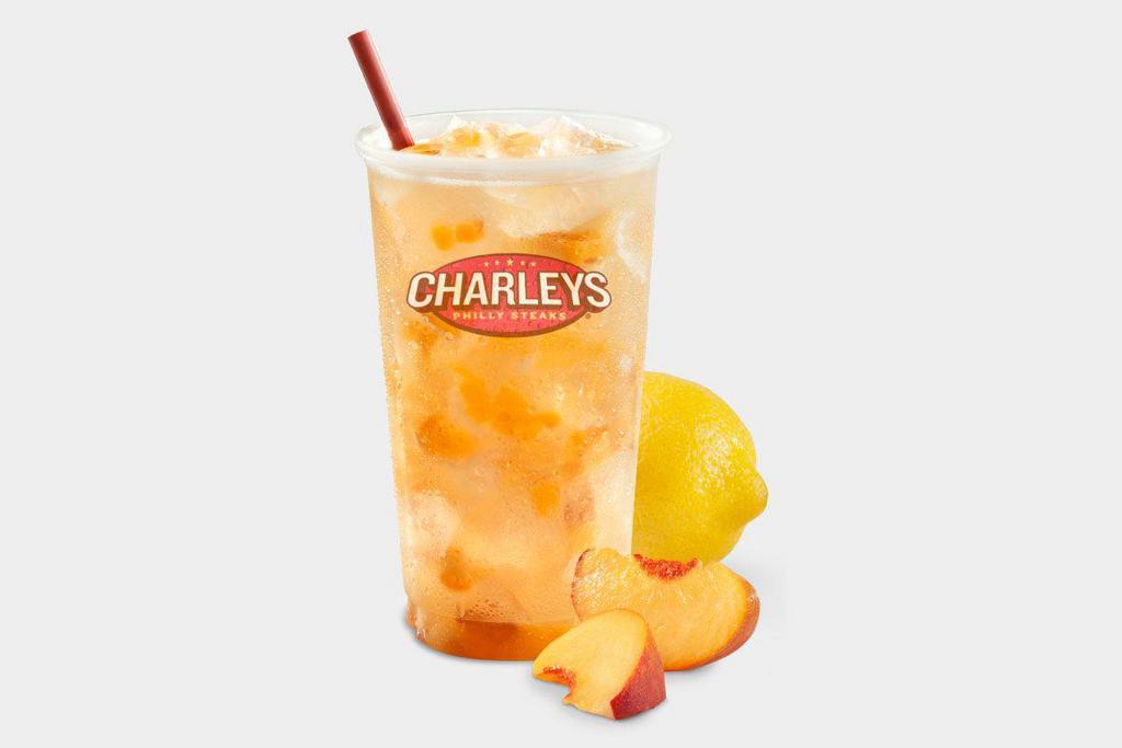 PEACH LEMONADE · This craveable real-fruit lemonade is just...peachy. We pair our original lemonade recipe (lemon juice, cane sugar, and water) with diced peaches stewed at the peak of freshness. Quench your sweet tooth with summery goodness in every sip.

Our real-fruit peach lemonade pairs perfectly with the Pepperoni Cheesesteak and Ultimate Fries.