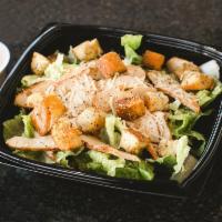 Caesar Salad with Chicken · Served with romaine lettuce, parmesan cheese and croutons.