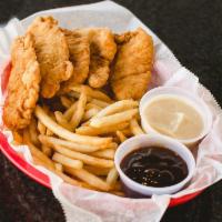5 Pieces Chicken Fingers Platter · Served with french fries.