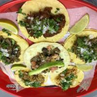Charola De Tacos ( Taco Platter ) 6 In Total, 1 Taco Gourmet & 5 Street Tacos · Sampler of 6 Tacos, 5 Street Tacos One of Each Meat & Taco Maskaras (House Special Gourmet)
...