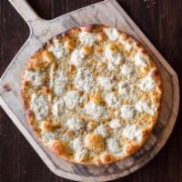 White Pizza XLarge · Mozzarella cheese, ricotta cheese, garlic paste, olive oil, and black pepper.