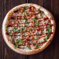 BBQ Chicken Pizza XLarge · Sauce, mozzarella cheese, BBQ chicken, cilantro, and red onion, topped off with a drizzle of...