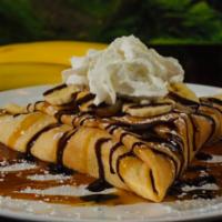 Banana & Dulce De Leche Ripple Crepe · Banana,Dulce De Leche and powder sugar.