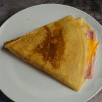 Don Jamon Crepe · Ham, cheese, green and red peppers, and pink sauce.