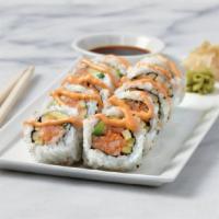 Spicy Shrimp Roll · Sushi rice, nori, roasted sesame seeds, spicy shrimp mix, avocado, cucumber, spicy sauce, so...