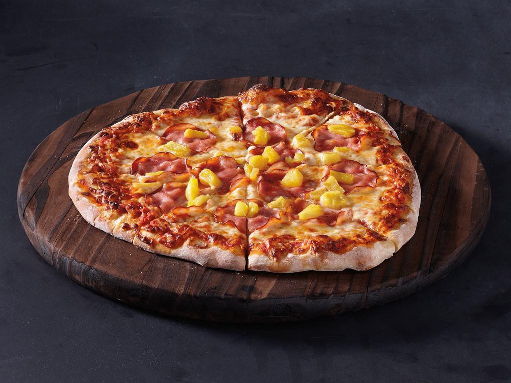 Hawaiian Pizza · Classic red sauce, mozzarella, Canadian Bacon, pineapple.