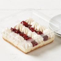Cherry Cheesecake · Cream cheese flavored cheesecake filling over a graham cracker base. Topped with cherry pie ...